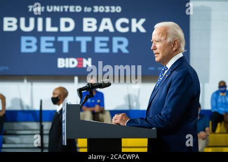 WILMINGTON, DELAWARE, États-Unis - 28 juillet 2020 - le candidat à la présidence des États-Unis, Joe Biden, prend la parole à la Conférence de presse sur l'équité économique dans le pays Banque D'Images