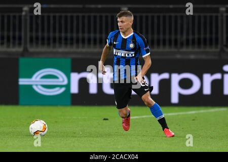 Gelsenkirchen, Allemagne. 05 août 2020. Football: Europa League, Inter Milan - FC Getafe, tour de knockout, tour de seize à l'Arena AufSchalke. Inters Nicolo Barella en action. Credit: Bernd Thissen/dpa/Alay Live News Banque D'Images