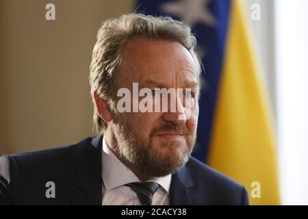 Bakir Izetbegovic, Président du parti au pouvoir musulman, SDA (Parti d'action démocratique), fils du Président bosniaque de guerre Alija Izetbegovic Banque D'Images