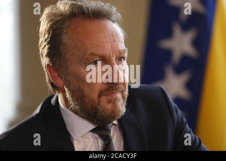 Bakir Izetbegovic, Président du parti au pouvoir musulman, SDA (Parti d'action démocratique), fils du Président bosniaque de guerre Alija Izetbegovic Banque D'Images