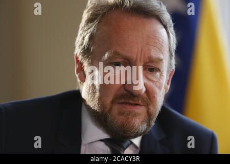 Bakir Izetbegovic, Président du parti au pouvoir musulman, SDA (Parti d'action démocratique), fils du Président bosniaque de guerre Alija Izetbegovic Banque D'Images
