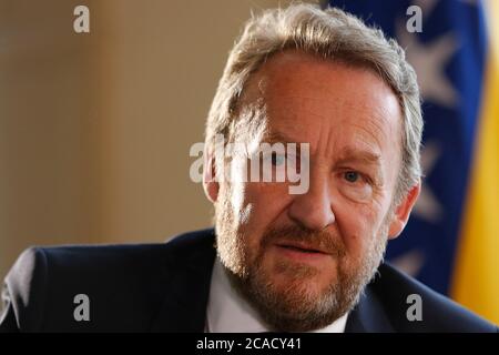 Bakir Izetbegovic, Président du parti au pouvoir musulman, SDA (Parti d'action démocratique), fils du Président bosniaque de guerre Alija Izetbegovic Banque D'Images