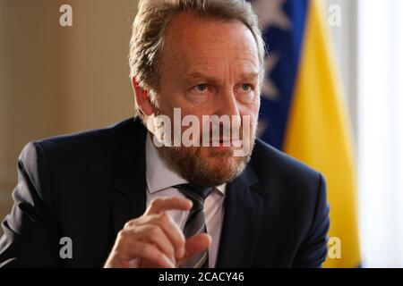 Bakir Izetbegovic, Président du parti au pouvoir musulman, SDA (Parti d'action démocratique), fils du Président bosniaque de guerre Alija Izetbegovic Banque D'Images