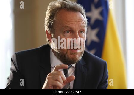 Bakir Izetbegovic, Président du parti au pouvoir musulman, SDA (Parti d'action démocratique), fils du Président bosniaque de guerre Alija Izetbegovic Banque D'Images