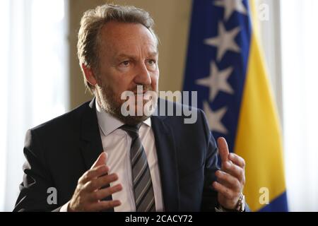 Bakir Izetbegovic, Président du parti au pouvoir musulman, SDA (Parti d'action démocratique), fils du Président bosniaque de guerre Alija Izetbegovic Banque D'Images