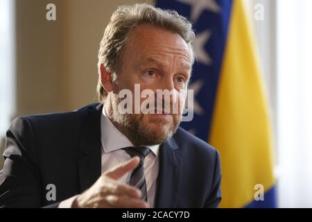 Bakir Izetbegovic, Président du parti au pouvoir musulman, SDA (Parti d'action démocratique), fils du Président bosniaque de guerre Alija Izetbegovic Banque D'Images