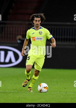 Gelsenkirchen, Allemagne. 05 août 2020. Football: Europa League, Inter Milan - FC Getafe, tour de knockout, tour de seize à l'Arena AufSchalke. Getafe Cucu en action. Credit: Bernd Thissen/dpa/Alay Live News Banque D'Images