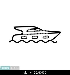 Icône vecteur plat de bateau à moteur de croisière. Symbole graphique pour la conception, le logo, l'application, l'interface utilisateur du site Web et des applications de voyage et de tourisme Illustration de Vecteur