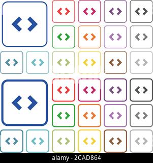 Les icônes plates de couleur de code de script dans les cadres carrés arrondis. Versions minces et épaisses incluses. Illustration de Vecteur