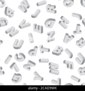 Mosaïque de lettres 3D blanches. Motif vectoriel sans couture. Illustration de Vecteur