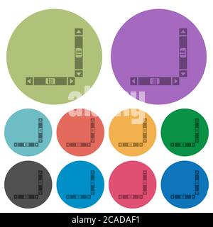 Barres de défilement verticales et horizontales icônes plates plus sombres sur fond rond couleur Illustration de Vecteur