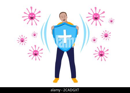 Les gens combattent le concept de virus. Illustration vectorielle Illustration de Vecteur