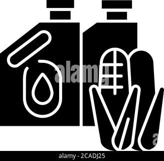 Icône de glyphe noir de biocarburant. Symbole silhouette énergie alternative, conservation de l'environnement sur espace blanc. Source d'énergie écologique. Conteneurs Illustration de Vecteur