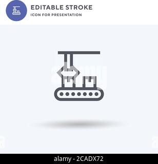 Vecteur d'icône de machine d'usine, signe plat rempli, pictogramme solide isolé sur blanc, illustration du logo. Icône de machine d'usine pour la présentation. Illustration de Vecteur