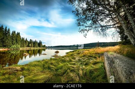 Le barrage de Cerna NISA près de la ville de Bedrichov dans les montagnes de Jizera, République Tchèque, la meilleure photo. Banque D'Images