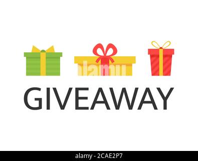 Bannière cadeau avec boîtes cadeaux lumineuses. Contexte des médias sociaux. Gagnant du cadeau de Noël. Éléments de conception pour compte d'entreprise, publicité, Web, fl Illustration de Vecteur