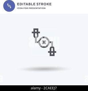 Vecteur d'icône de rupture de câble, signe plat rempli, pictogramme solide isolé sur blanc, illustration du logo. Icône rupture de câble pour la présentation. Illustration de Vecteur