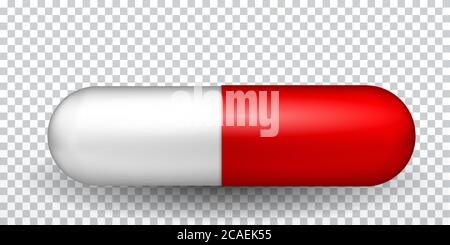 Capsule rouge et blanche naturaliste. Guérir les maladies. Vaccin en pilule. Illustration vectorielle Illustration de Vecteur
