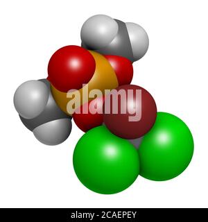 Molécule d'insecticide composé (classe organophosphate). Rendu 3D. Les atomes sont représentés sous forme de sphères avec un codage couleur conventionnel : hydrogène (blanc), c Banque D'Images