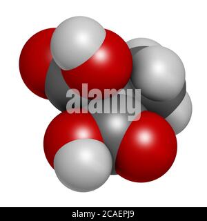 Molécule d'acide méthylmalonique. Une augmentation des taux plasmatiques peut indiquer une carence en vitamine B12. Rendu 3D. Les atomes sont représentés sous forme de sphères avec conleurs Banque D'Images