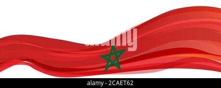 Drapeau du Maroc, rouge avec une étoile verte à cinq pointes drapeau du Royaume du Maroc Banque D'Images