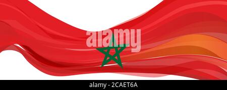 Drapeau du Maroc, rouge avec une étoile verte à cinq pointes drapeau du Royaume du Maroc Banque D'Images