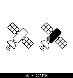 Contour satellite et icônes de glyphe Illustration de Vecteur