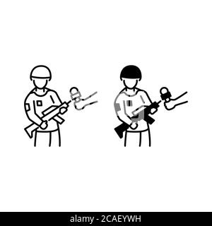 Schéma de l'entretien militaire masculin et icônes de glyphe Illustration de Vecteur