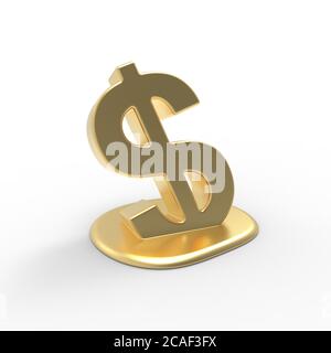 Symbole dollar d'or fondu sur fond blanc Banque D'Images