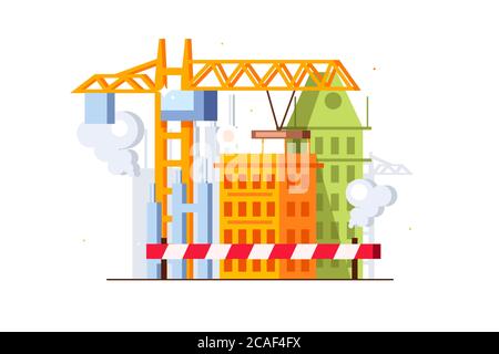 Site de construction moderne en vecteur. style plat. Illustration de Vecteur