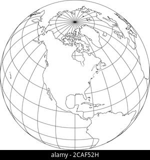 Décrivez le globe terrestre avec une carte du monde axée sur l'Amérique du Nord. Illustration vectorielle. Illustration de Vecteur
