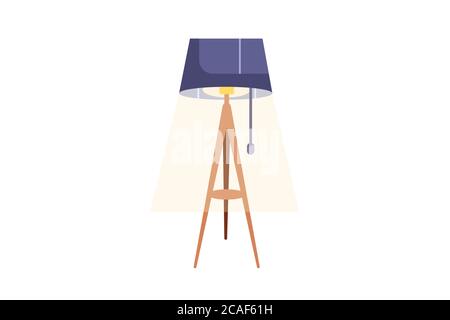 Lampadaire élégant et moderne, allumé et plat Illustration de Vecteur