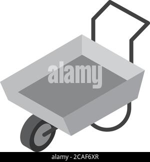 construction de réparation isométrique brouette outil de travail et équipement de style plat icône dessin illustration vectorielle Illustration de Vecteur