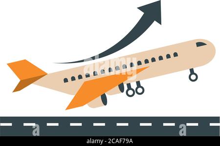 aéroport décollage avion transport terminal tourisme ou business plat style icône illustration vectorielle Illustration de Vecteur