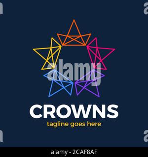 Design du logo Crown Star concept de symbole de boucle connectée, logo vectoriel en étoile coloré utilisé pour l'impression, le studio et la technologie. Illustration de Vecteur
