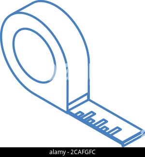 construction de réparation isométrique ruban de mesure outil de travail et équipement style linéaire icône dessin illustration vectorielle Illustration de Vecteur