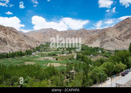 Ladakh, Inde - magnifique vue panoramique depuis le monastère de Phyang à Leh, Ladakh, Jammu et Cachemire, Inde. Banque D'Images