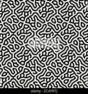 Arrière-plan organique abstrait, labyrinthe naturel, modèle de diffusion de la réaction. Motif vectoriel transparent. Abstraction noir et blanc. Verso monochrome Illustration de Vecteur