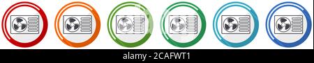 Jeu d'icônes de pompe à chaleur, illustration vectorielle plate en 6 couleurs pour les applications Web et mobiles Illustration de Vecteur