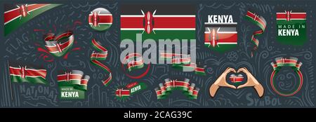 Ensemble vectoriel du drapeau national du Kenya dans divers dessins créatifs Illustration de Vecteur