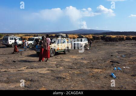 ERTA Ale, Ethiopie - Nov 2018: BaseCamp au-dessous du volcan Erta Ale, Ethiopie Banque D'Images