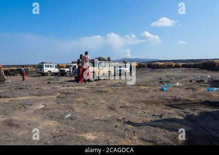 ERTA Ale, Ethiopie - Nov 2018: BaseCamp au-dessous du volcan Erta Ale, Ethiopie Banque D'Images