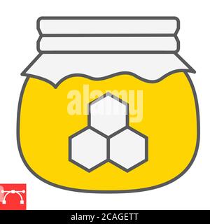 Icône de ligne de couleur de jarre de miel, rosh hashanah et ruche, graphiques vectoriels de signe de miel, icône de contour rempli de trait modifiable, eps 10. Illustration de Vecteur