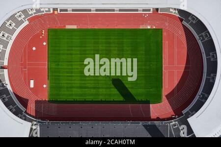 Helsinki, Finlande - 1er août 2020 : vue Arial du stade olympique d'Helsinki après rénovation. Banque D'Images