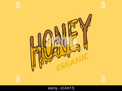 Miel et abeilles. Logo vintage pour la typographie, la boutique ou les enseignes. Badge pour tee-shirts. Esquisse de gravure dessinée à la main. Illustration vectorielle. Illustration de Vecteur