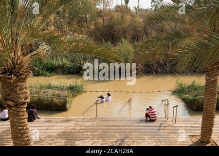 Site baptismal Qasr el Yahud sur le Jourdain, le lieu où Jésus-Christ est baptisé, gouvernorat de Jéricho, Cisjordanie, Palestine Banque D'Images