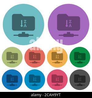 FTP trier les icônes plates plus sombres dans l'ordre décroissant sur fond rond de couleur Illustration de Vecteur