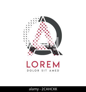 Logo QA de couleur grise et rouge pouvant être utilisé pour les industries créatives et l'impression sur papier. Le logo AQ est rempli de bulles et de points, peut être appliqué i Illustration de Vecteur