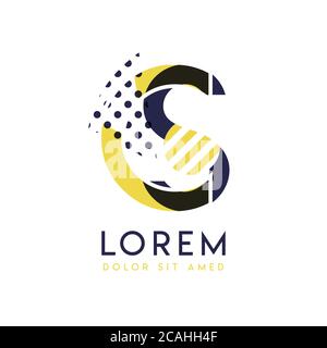 Logo SC simple de couleur jaune et pourpre qui peut être utilisé pour les affaires créatives et la publicité. LE logo CS est rempli de bulles et de points, env Illustration de Vecteur