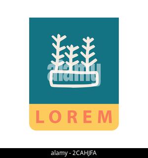 plantes séchées en pots logo design en bleu foncé et jaune, adapté à l'ornementation avec le thème de l'environnement et de l'écosystème, peut être utilisé pour le Illustration de Vecteur